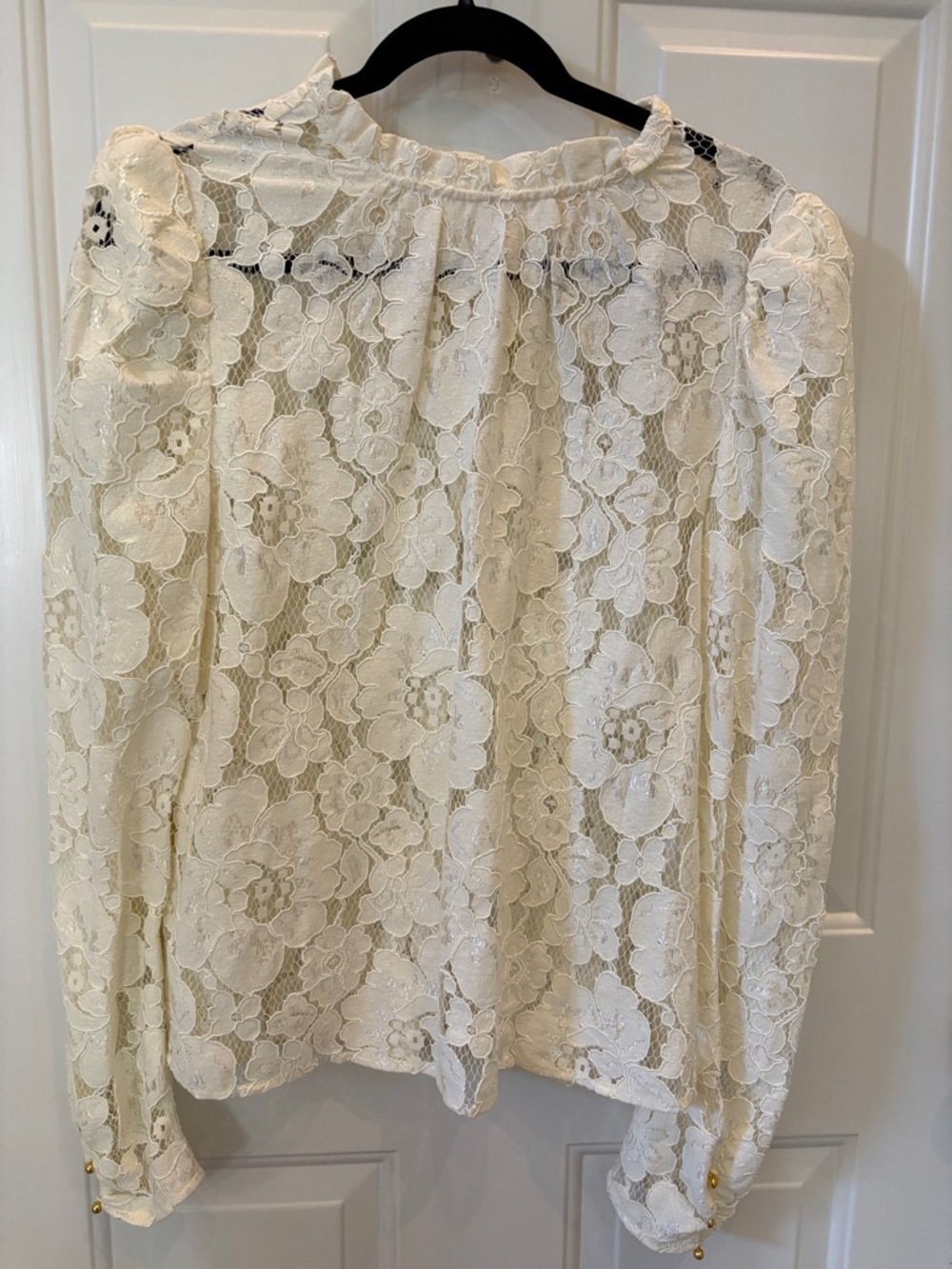 WAYF Erika Floral Lace Blouse Ivory Size Large